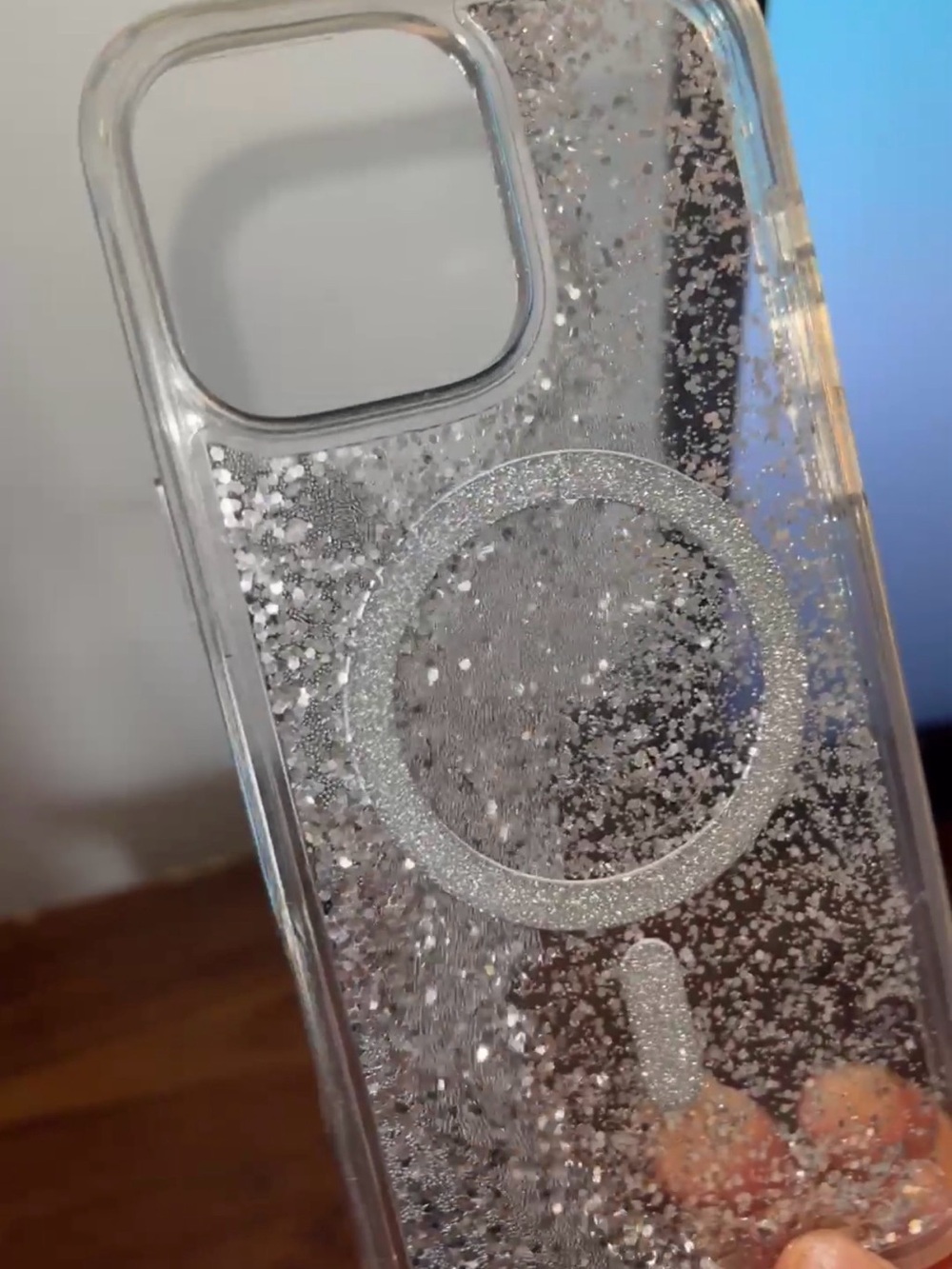 case-mate Clear Silver Glitter MagSafe Ring Phone Case
